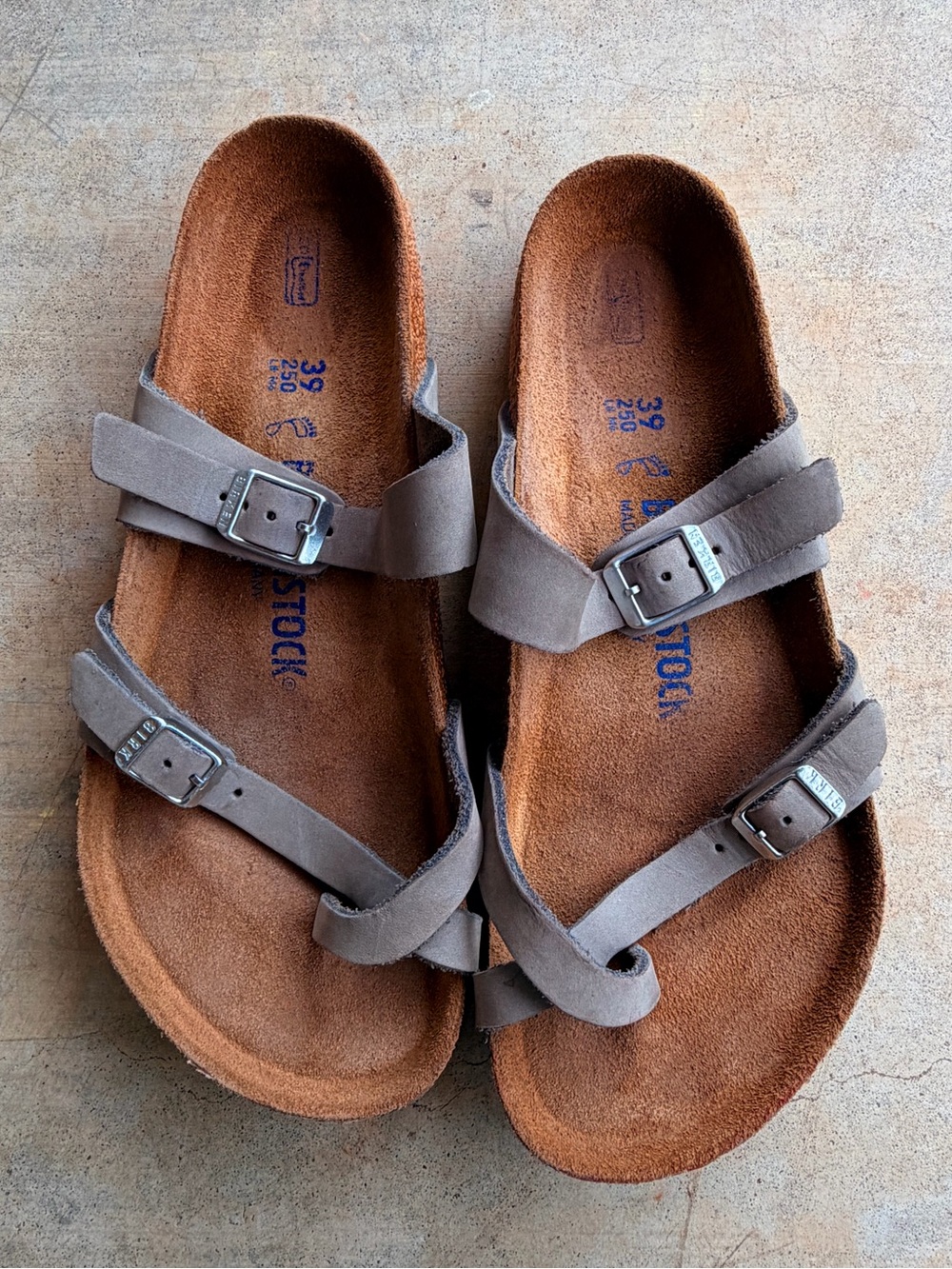 Birkenstock 39 100% Oiled Leather Grey